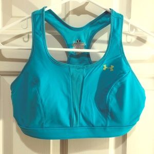 UA Full coverage blue heat gear sports bra